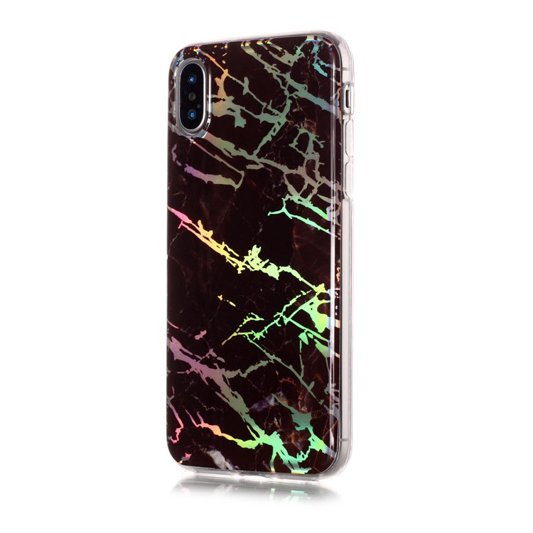 Colorful Laser Carving Marble Patterned TPU Phone Casing for iPhone XS Max 6.5 inch - Black-4