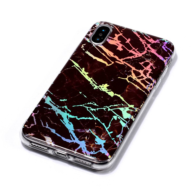 Colorful Laser Carving Marble Patterned TPU Phone Casing for iPhone XS Max 6.5 inch - Black-5
