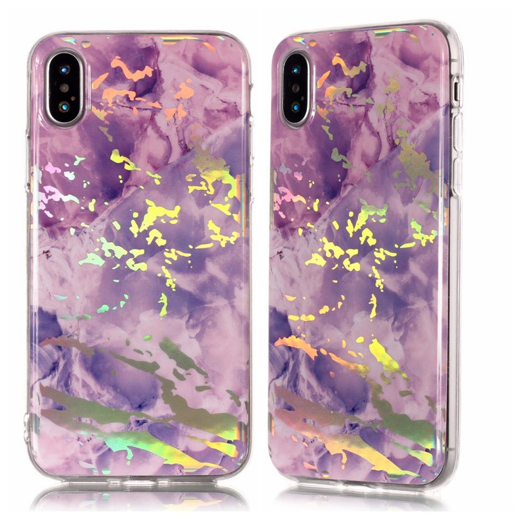 

Colorful Laser Carving Marble Patterned TPU Protective Cover for iPhone XS Max 6.5 inch - Light Purple, iPhone XS Max