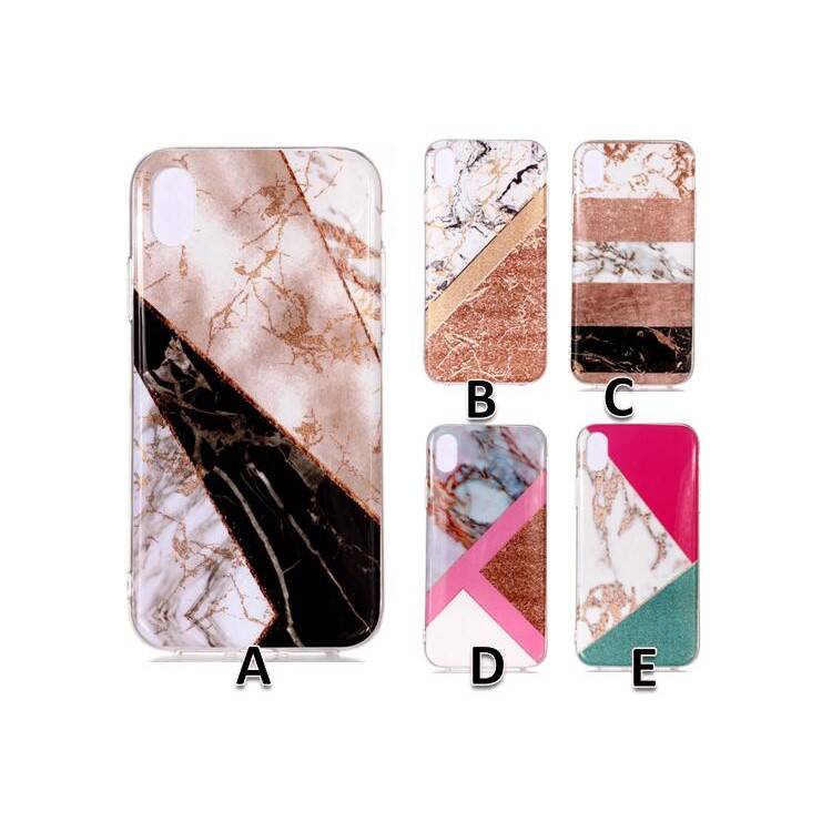 Flash Powder Marble Pattern IMD TPU Case for iPhone XS Max 6.5 inch - White / Brown-5
