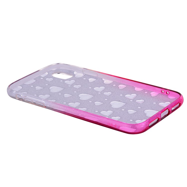 For iPhone XS Max 6.5 inch 3D Heart Diamond Grain Gradient Color Soft TPU Mobile Phone Case - Rose-4