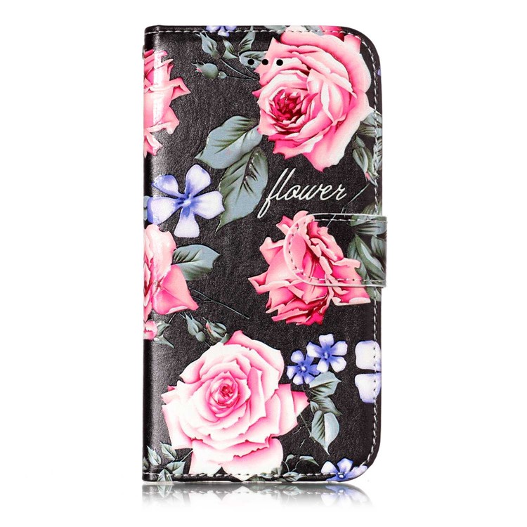 Embossed Pattern Printing Leather Wallet Case with Stand for iPhone XS 5.8 inch - Pretty Flower-2