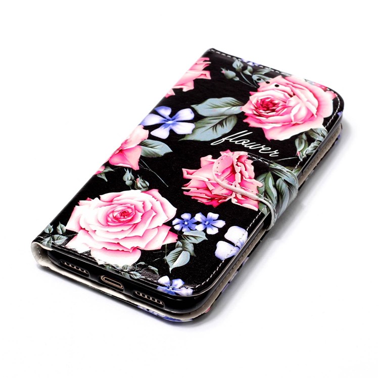 Embossed Pattern Printing Leather Wallet Case with Stand for iPhone XS 5.8 inch - Pretty Flower-7