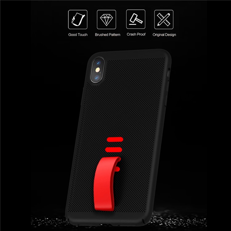 Silicone Finger Grip Holder Hard PC Heat Dissipation Phone Case for iPhone XS Max 6.5 inch - Black-2