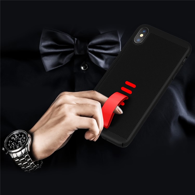 Silicone Finger Grip Holder Hard PC Heat Dissipation Phone Case for iPhone XS Max 6.5 inch - Black-3
