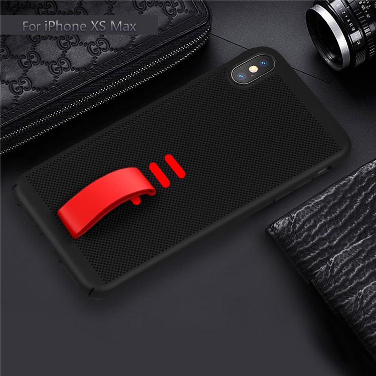 Silicone Finger Grip Holder Hard PC Heat Dissipation Phone Case for iPhone XS Max 6.5 inch - Black-4