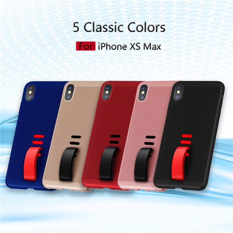 Silicone Finger Grip Holder Hard PC Heat Dissipation Phone Case for iPhone XS Max 6.5 inch - Black-5