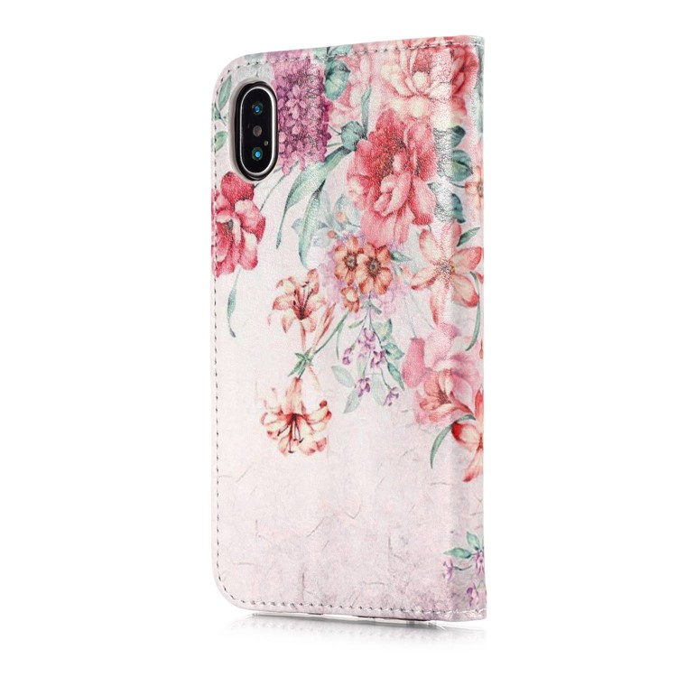 Pattern Printing Leather Case Wallet Stand Cover for iPhone XS Max 6.5 inch - Blooming Flower-4