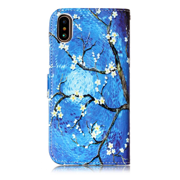 Embossed Pattern Printing Leather Wallet Case with Stand for iPhone XS Max 6.5 inch - Tree with Flower-3