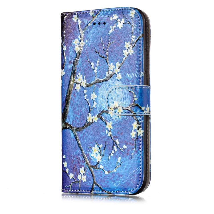 Embossed Pattern Printing Leather Wallet Case with Stand for iPhone XS Max 6.5 inch - Tree with Flower-4