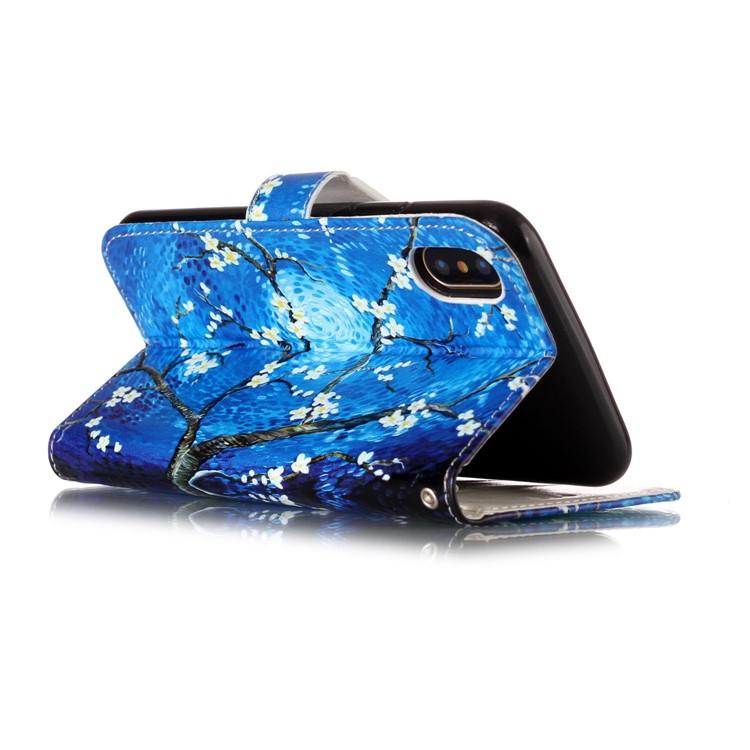 Embossed Pattern Printing Leather Wallet Case with Stand for iPhone XS Max 6.5 inch - Tree with Flower-6