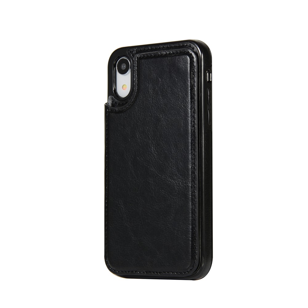 Crazy Horse Leather Coated TPU Case with Card Slot and Kickstand for iPhone XR 6.1 inch - Black-2