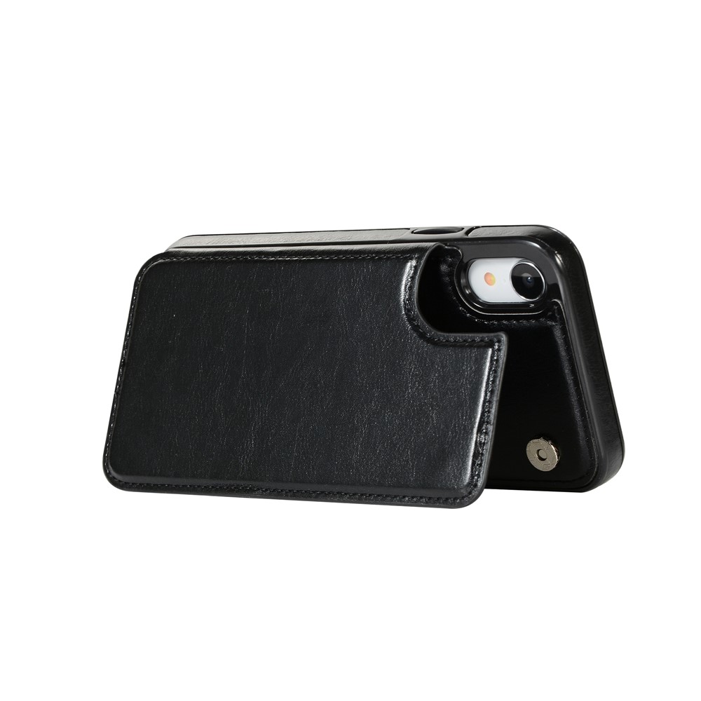 Crazy Horse Leather Coated TPU Case with Card Slot and Kickstand for iPhone XR 6.1 inch - Black-4