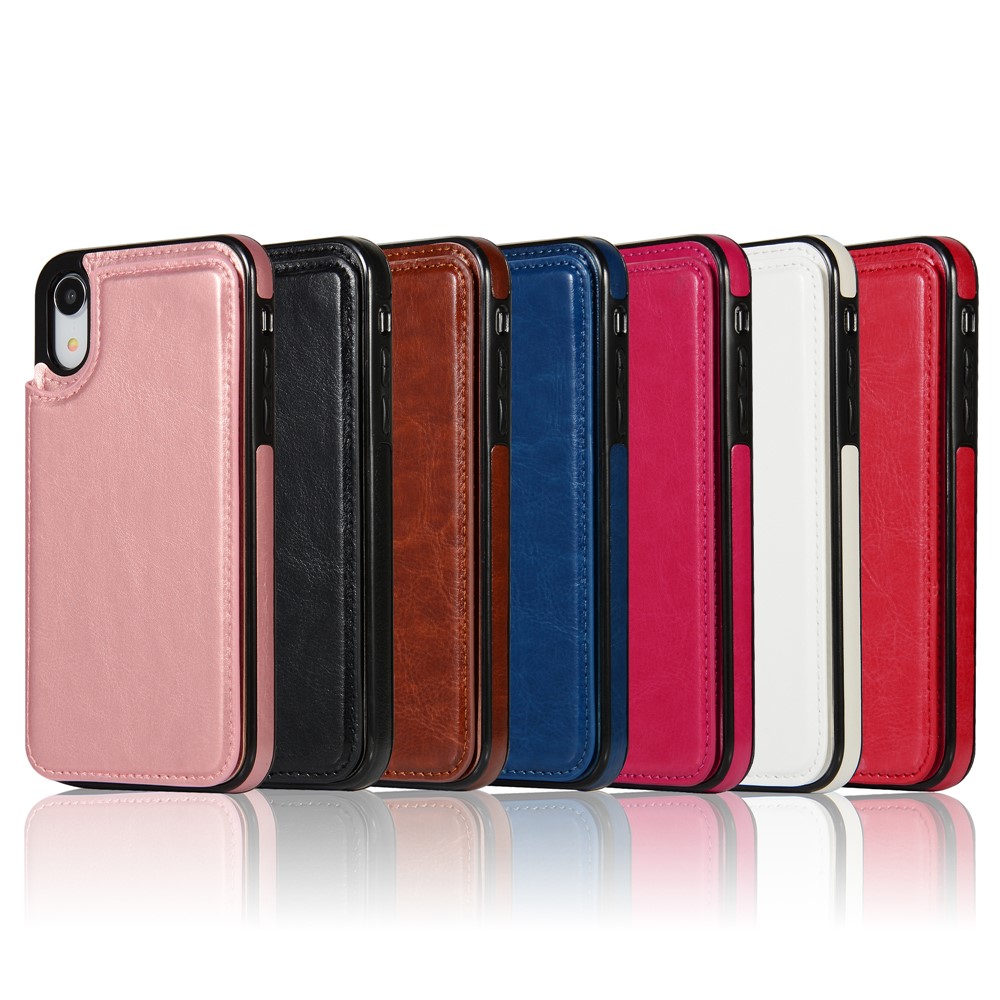 Crazy Horse Leather Coated TPU Case with Card Slot and Kickstand for iPhone XR 6.1 inch - Black-7