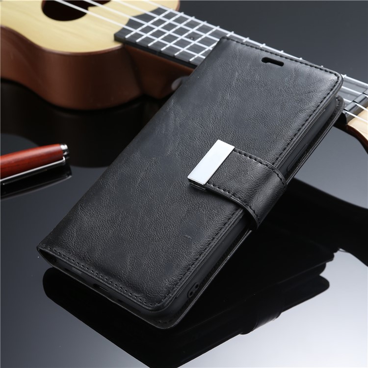 Retro Style Crackled Texture Leather Wallet Case for iPhone XS Max 6.5 inch - Black-1