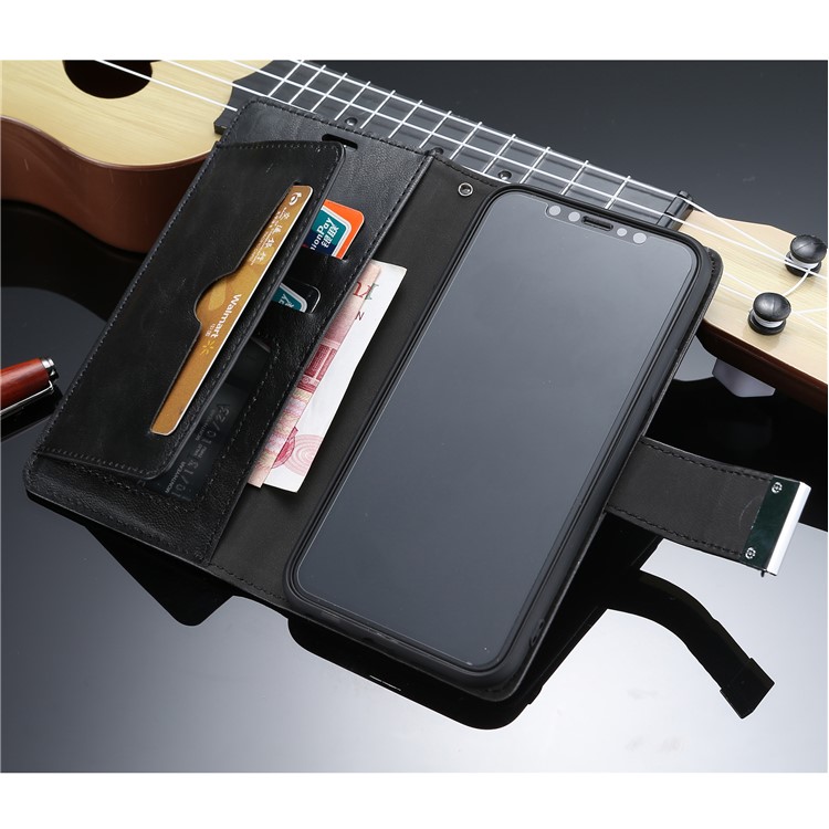 Retro Style Crackled Texture Leather Wallet Case for iPhone XS Max 6.5 inch - Black-3