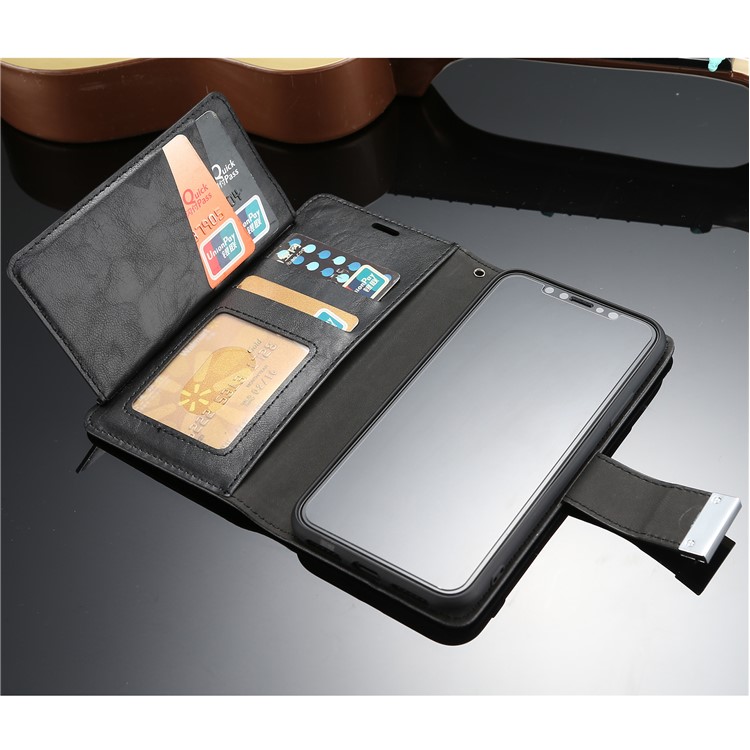 Retro Style Crackled Texture Leather Wallet Case for iPhone XS Max 6.5 inch - Black-4