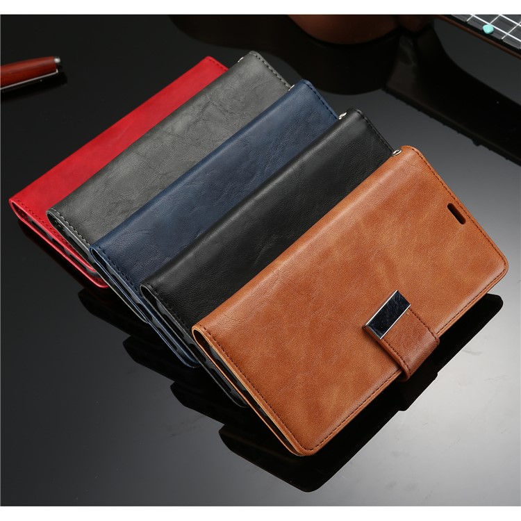 Retro Style Crackled Texture Leather Wallet Case for iPhone XS Max 6.5 inch - Black-6