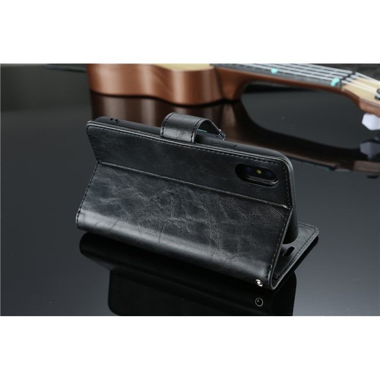 Retro Style Crackled Texture Leather Wallet Case for iPhone XS/X 5.8 inch - Black-5