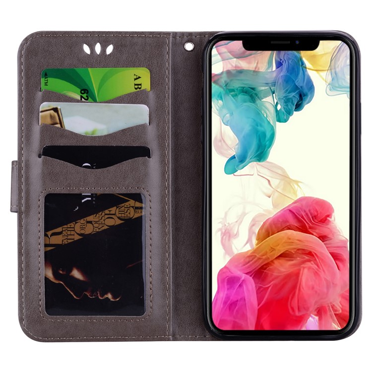 Flash Powder Unicorn Pattern Wallet PU Leather Stand Case for iPhone XS Max 6.5 inch - Grey-4
