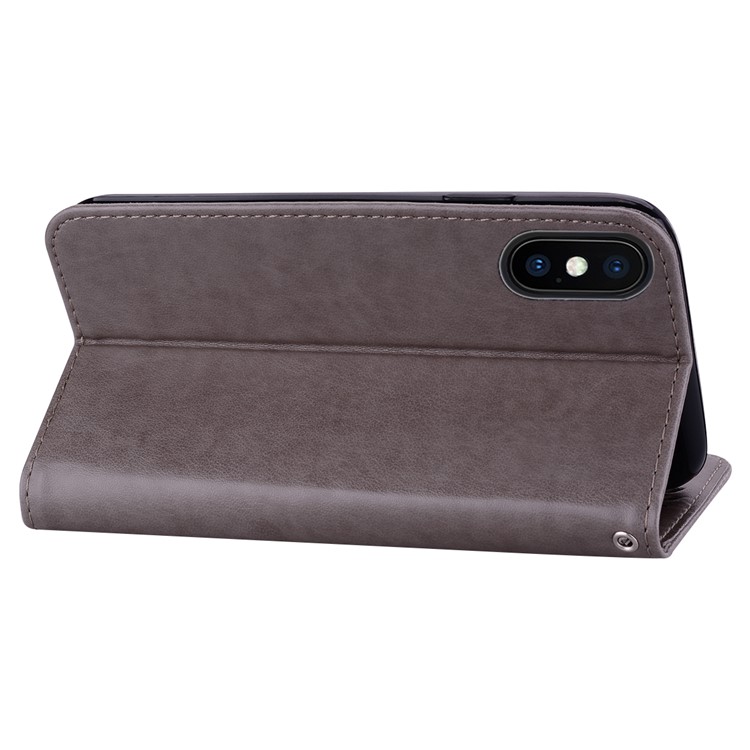 Flash Powder Unicorn Pattern Wallet PU Leather Stand Case for iPhone XS Max 6.5 inch - Grey-6