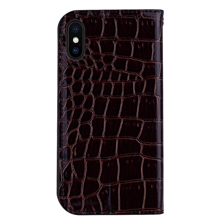 Crocodile Texture Glittery Sequins Splicing PU Leather Auto-absorbed Phone Case for iPhone XS 5.8 inch - Black-3