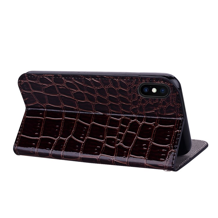 Crocodile Texture Glittery Sequins Splicing PU Leather Auto-absorbed Phone Case for iPhone XS 5.8 inch - Black-8