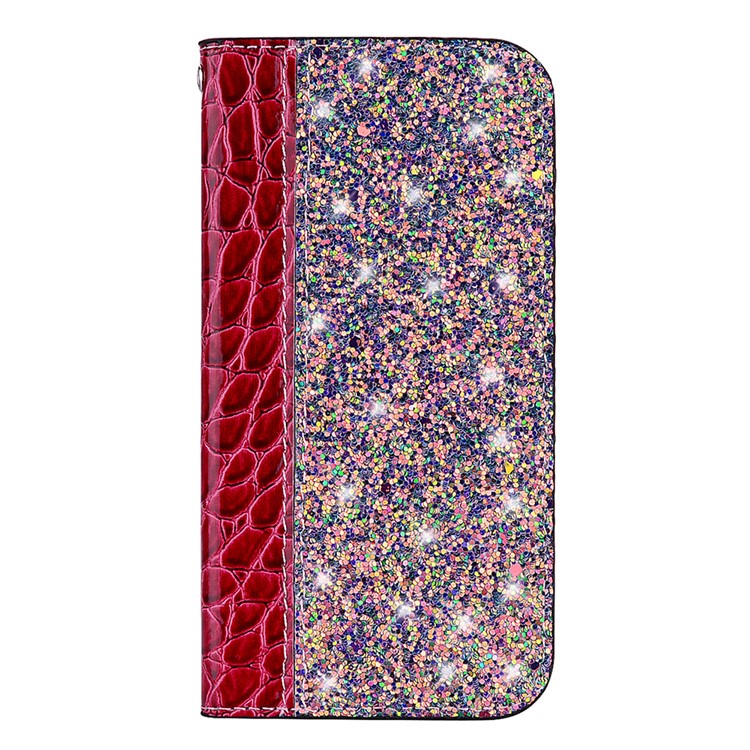 Crocodile Texture Shiny Splicing PU Leather Auto-absorbed Mobile Phone Case for iPhone XS Max 6.5 inch - Red-2