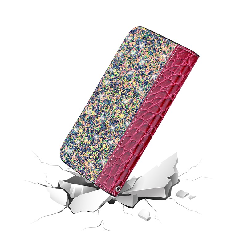 Crocodile Texture Shiny Splicing PU Leather Auto-absorbed Mobile Phone Case for iPhone XS Max 6.5 inch - Red-7