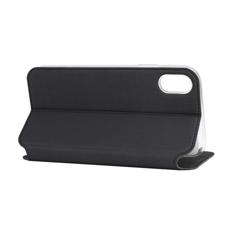 VILI DMX Cross Texture PU Leather Stand Case with Card Slots for iPhone XR 6.1 inch - Black-4