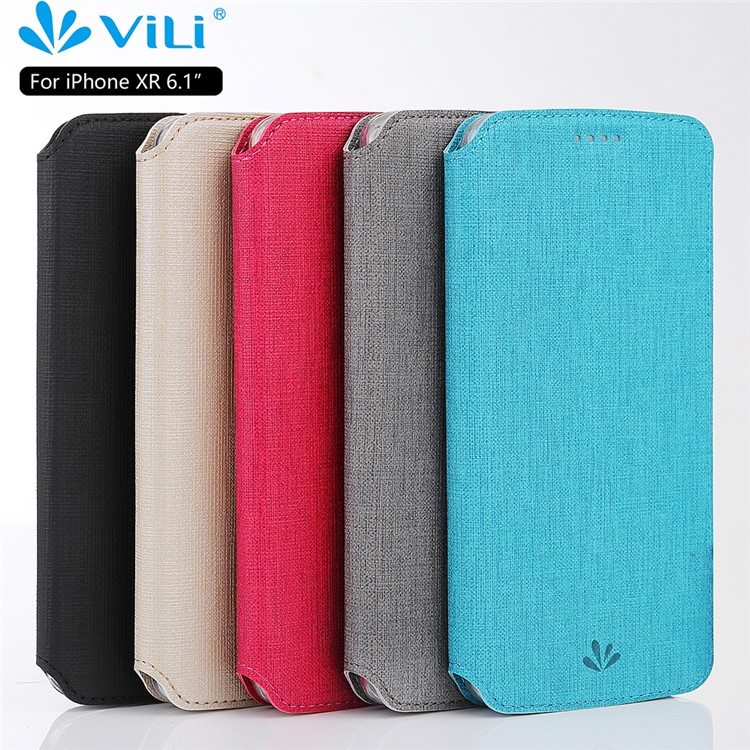 VILI DMX Cross Texture PU Leather Stand Case with Card Slots for iPhone XR 6.1 inch - Black-5