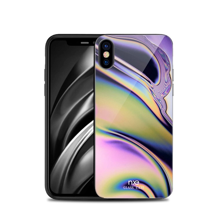 NXE for iPhone XS 5.8 inch Case Streamer Light Pattern 9H Tempered Glass + TPU Phone Case - Style A-1