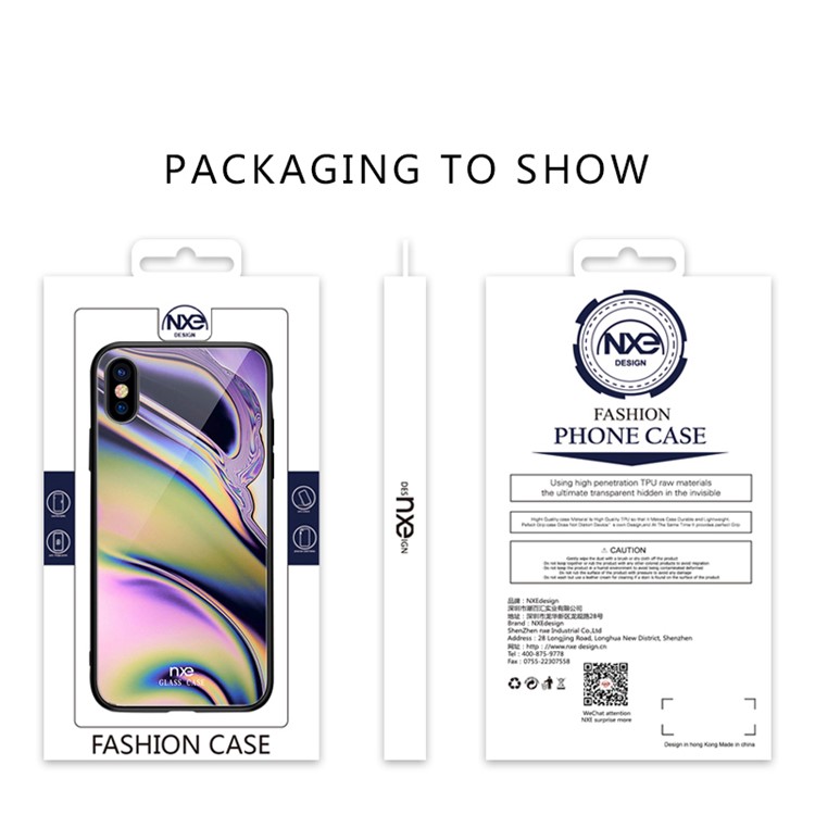 NXE for iPhone XS 5.8 inch Case Streamer Light Pattern 9H Tempered Glass + TPU Phone Case - Style A-6