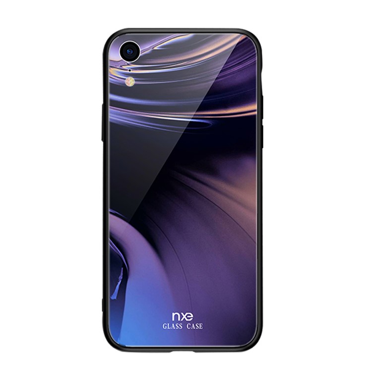 NXE for iPhone XR 6.1 inch Case Cover Streamer Light Pattern 9H Tempered Glass + TPU Phone Case - Style D-2