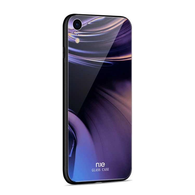 NXE for iPhone XR 6.1 inch Case Cover Streamer Light Pattern 9H Tempered Glass + TPU Phone Case - Style D-4