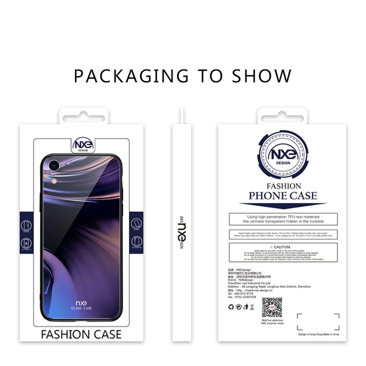 NXE for iPhone XR 6.1 inch Case Cover Streamer Light Pattern 9H Tempered Glass + TPU Phone Case - Style D-6
