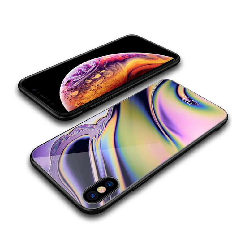 NXE for iPhone XS Max 6.5 inch Phone Casing Streamer Light Pattern 9H Tempered Glass + TPU Cover - Style A-2
