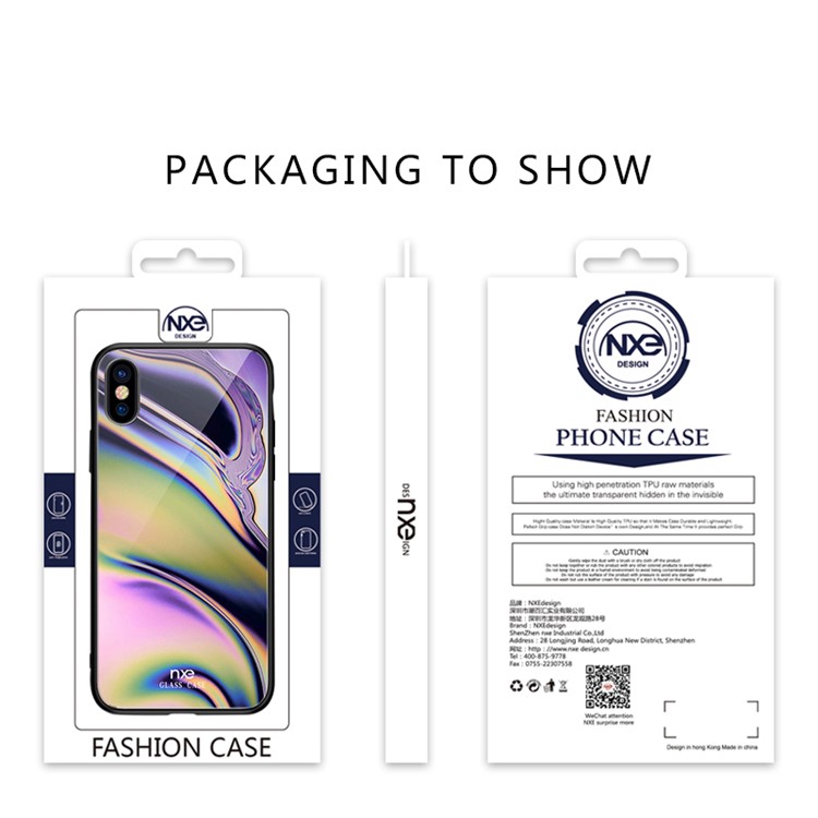 NXE for iPhone XS Max 6.5 inch Phone Casing Streamer Light Pattern 9H Tempered Glass + TPU Cover - Style A-6