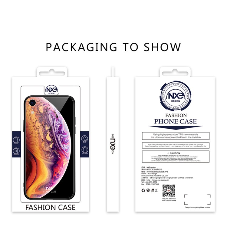 NXE Planet Pattern Printing 9H Glass Back + TPU Edge Hybrid Case for iPhone XR 6.1 inch - Orange / Light Purple-6