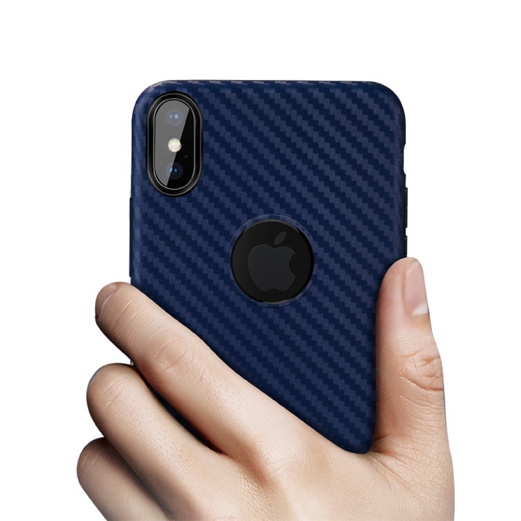 HOCO Delicate Shadow Series Carbon Fiber Texture Ultra-thin TPU Phone Cover for iPhone XS Max 6.5 inch - Dark Blue-2