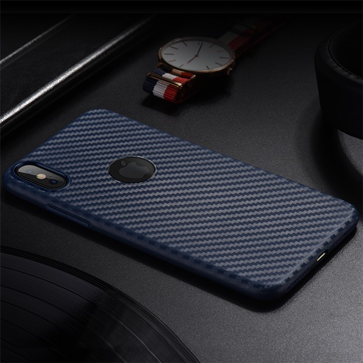 HOCO Delicate Shadow Series Carbon Fiber Texture Ultra-thin TPU Phone Cover for iPhone XS Max 6.5 inch - Dark Blue-3