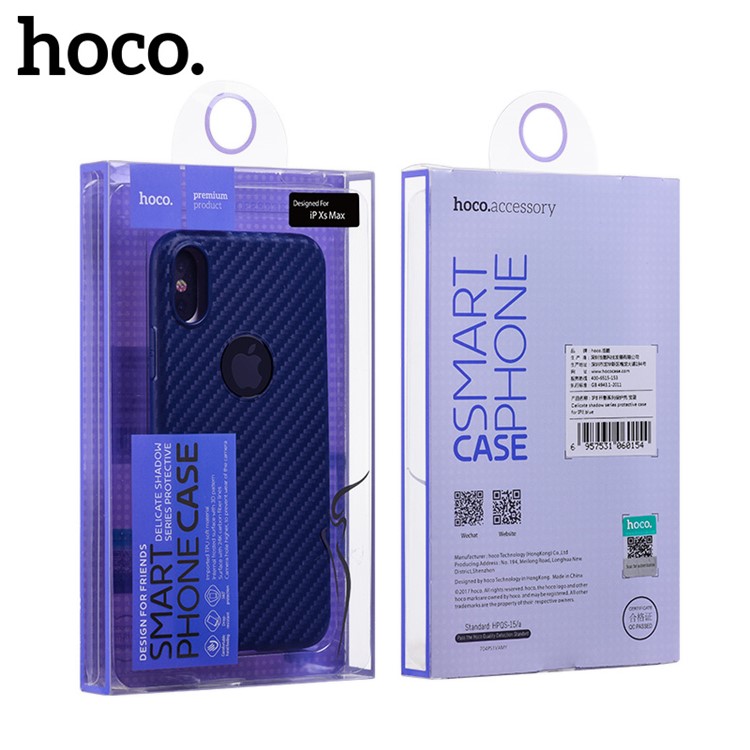 HOCO Delicate Shadow Series Carbon Fiber Texture Ultra-thin TPU Phone Cover for iPhone XS Max 6.5 inch - Dark Blue-4