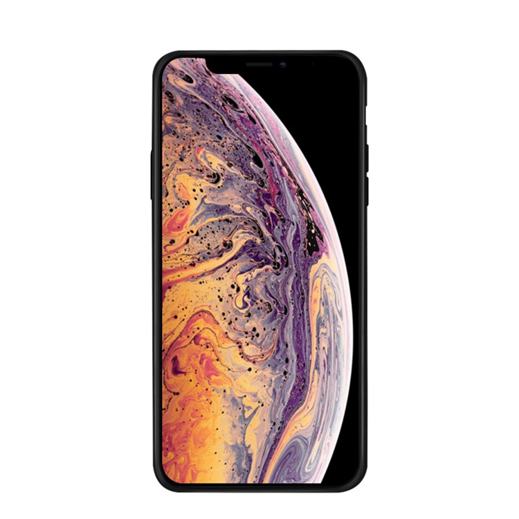 NXE for iPhone XS Max 6.5 inch Planet Pattern 9H Glass Back + TPU Edge Hybrid Case - Orange / Dark Purple-4