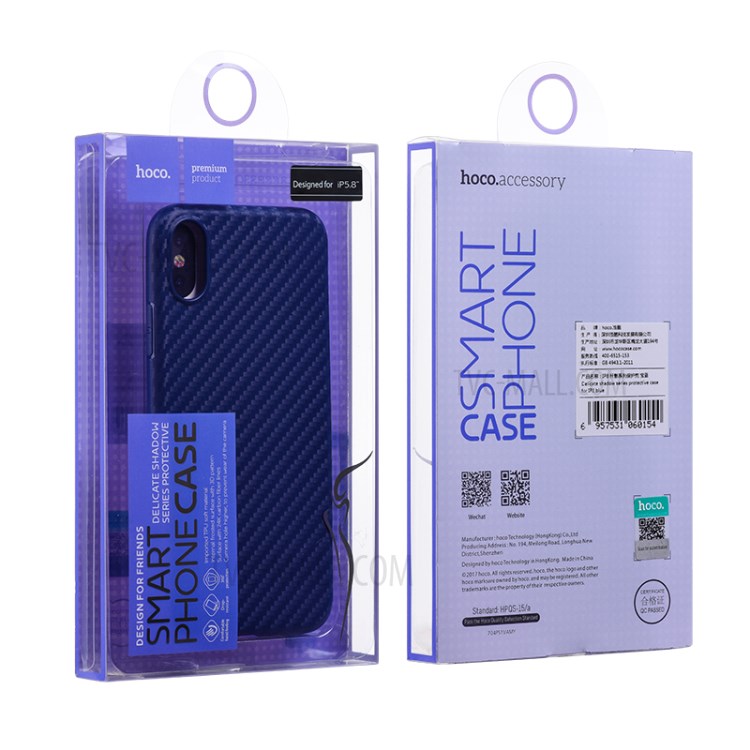 HOCO Delicate Shadow Series Case Carbon Fiber Texture TPU Cover for iPhone XS/X 5.8 inch - Black-7
