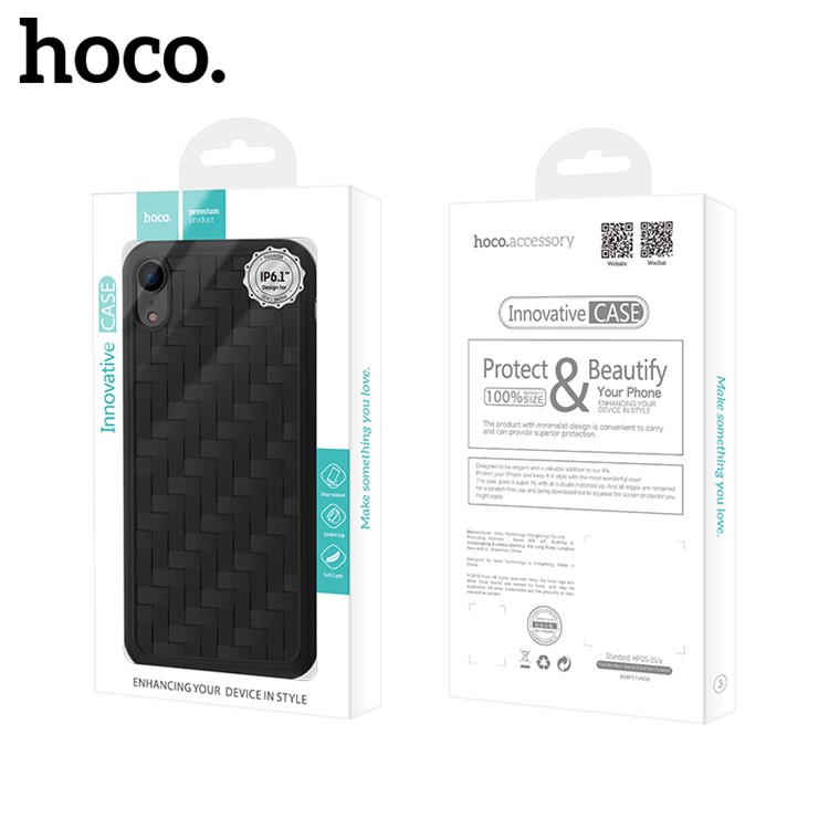 HOCO Tracery Series Case for iPhone XR 6.1 inch Woven Texture TPU Mobile Cover - Black-5
