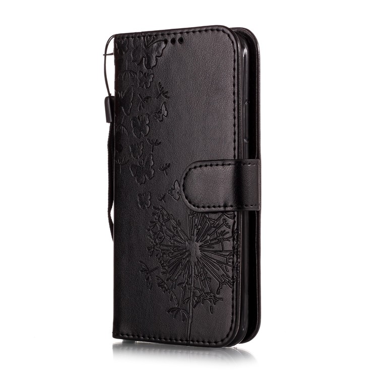 Imprint Vivid Flower Wallet Stand Magnetic Leather Case for iPhone XS Max 6.5 inch - Black-3