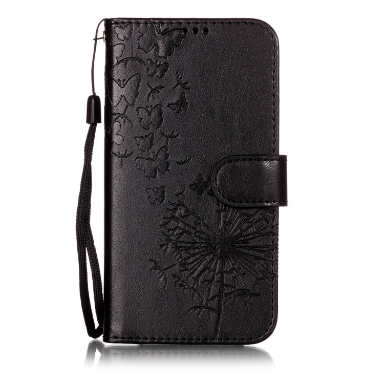 Imprint Vivid Flower Wallet Stand Magnetic Leather Case for iPhone XS Max 6.5 inch - Black-4