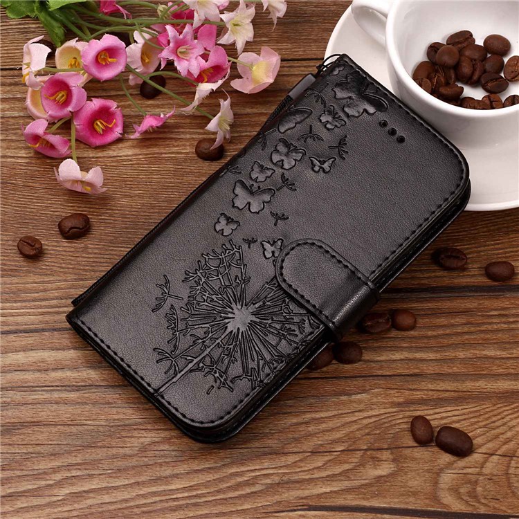 Imprint Vivid Flower Wallet Stand Magnetic Leather Case for iPhone XS Max 6.5 inch - Black-8