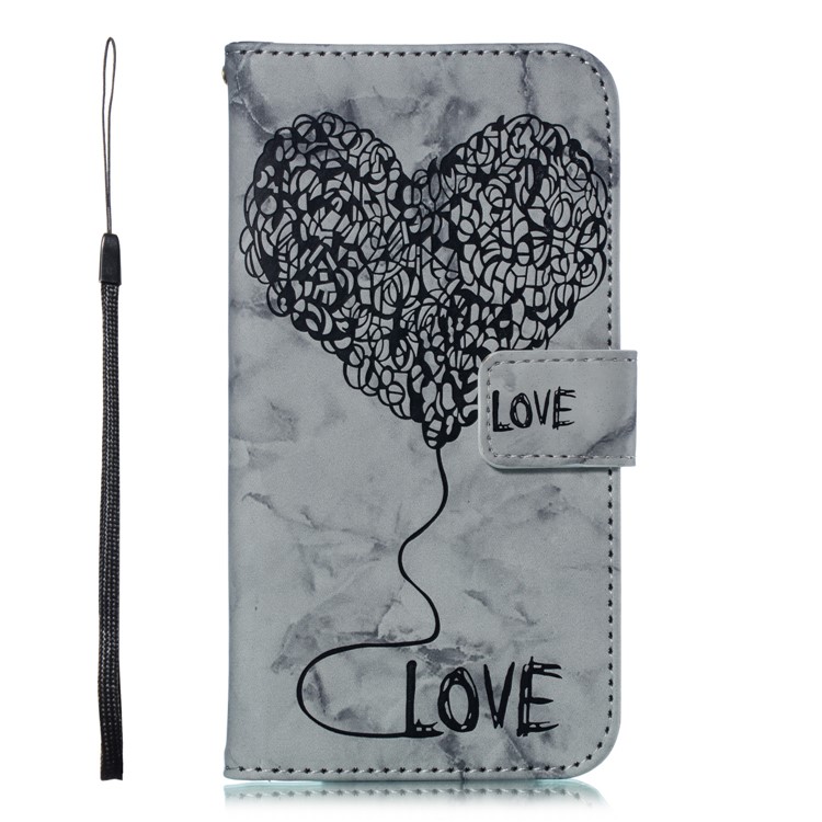 Imprinted Lover Heart Pattern Leather Case for iPhone XR 6.1 inch - Black-2