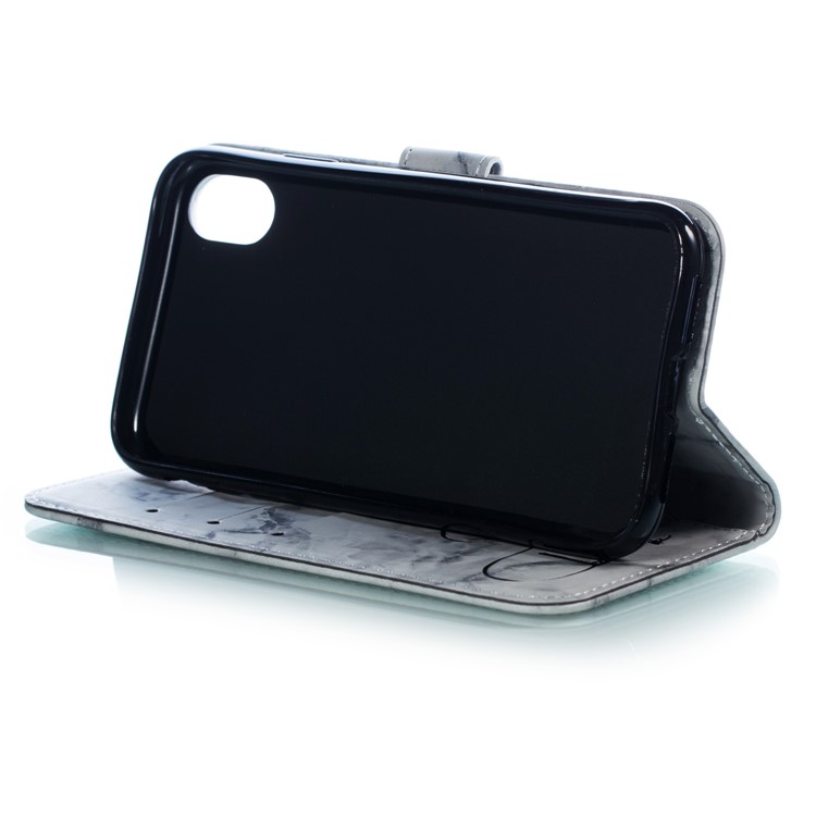 Imprinted Lover Heart Pattern Leather Case for iPhone XR 6.1 inch - Black-5